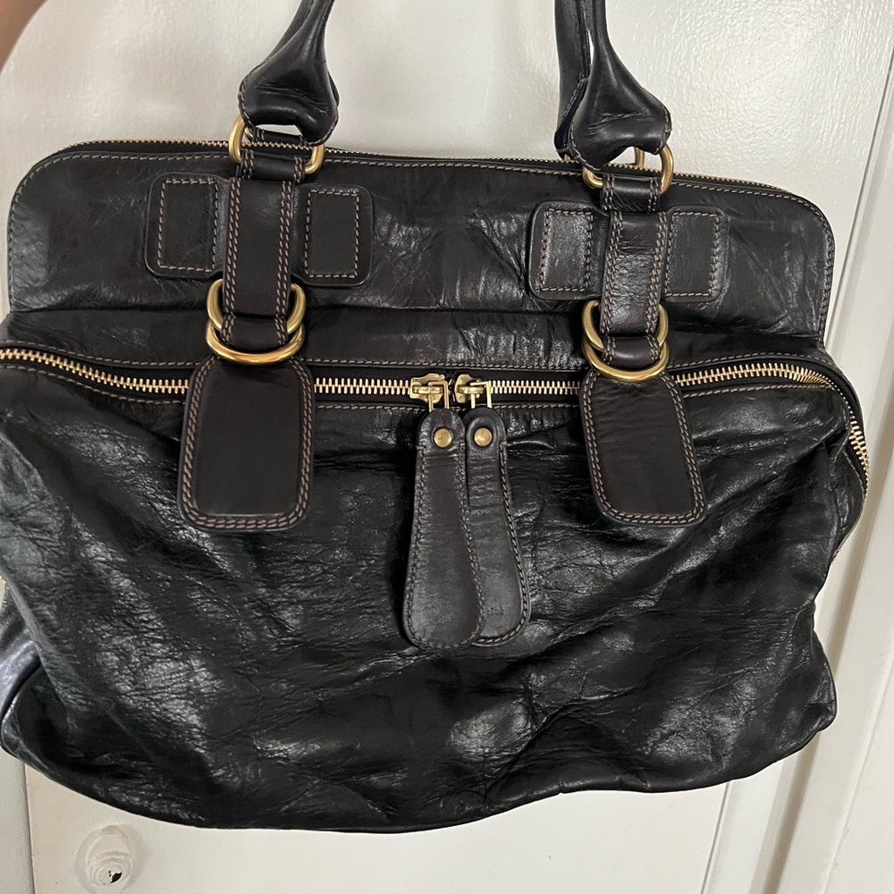 Chloe Bay Bag - black with gold hardware, boho shoulder bag